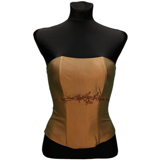 Gorset FGR042 MIEDZIANO-ZIELONY tafta ze sklepu fokus.pl w kategorii Bluzki damskie - zdjęcie 186627527