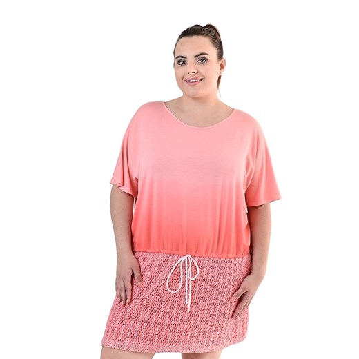 Tunika FTU1081 KORALOWY ombre ze sklepu fokus.pl w kategorii Bluzki damskie - zdjęcie 186628257