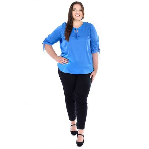 Bluzka FBZ1034 NIEBIESKI gładki ze sklepu fokus.pl w kategorii Bluzki damskie - zdjęcie 186628329