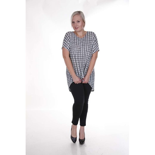 Tunika FTU870 CZARNY + BIAŁY  pepitka ze sklepu fokus.pl w kategorii Bluzki damskie - zdjęcie 186628639