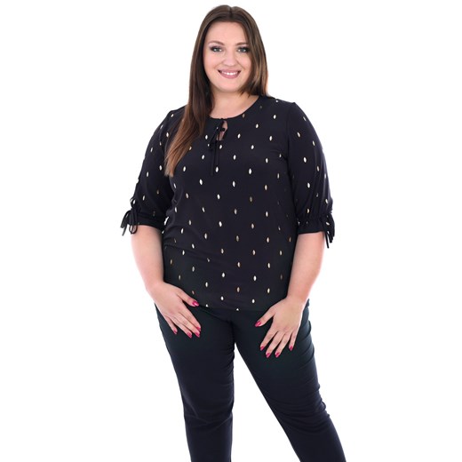 Bluzka FBZ1034 CZARNY złote listki ze sklepu fokus.pl w kategorii Bluzki damskie - zdjęcie 186630069