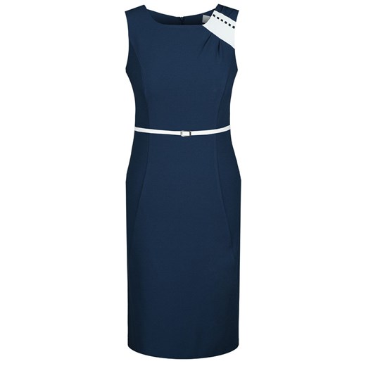 Sukienka FSU1083 GRANATOWY JASNY+EKRI ze sklepu fokus.pl w kategorii Sukienki - zdjęcie 186630095