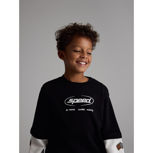 Reserved - Bawełniany longsleeve - czarny ze sklepu Reserved w kategorii Bluzy chłopięce - zdjęcie 186630556