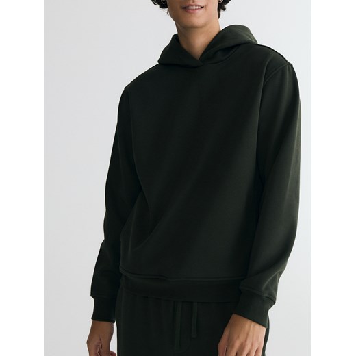 Reserved - Bluza regular z kapturem - ciemnozielony Reserved S Reserved