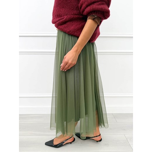 Khaki Tiulowa Spódnica Midi Modnakiecka.pl 44 wyprzedaż ModnaKiecka.pl