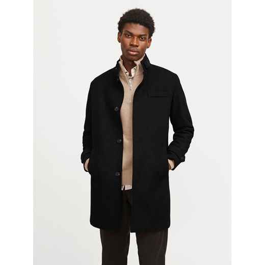 Jack & Jones Płaszcz wełniany Melton 12258672 Czarny Regular Fit ze sklepu MODIVO w kategorii Płaszcze męskie - zdjęcie 186633928