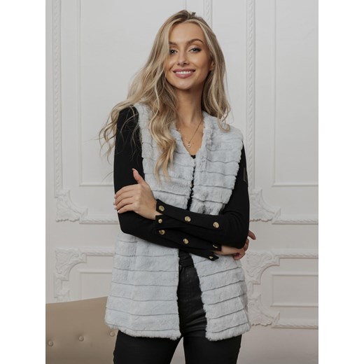 Kamizelka damska VLR008 - jasno szara ze sklepu Edoti w kategorii Kamizelki damskie - zdjęcie 186634338