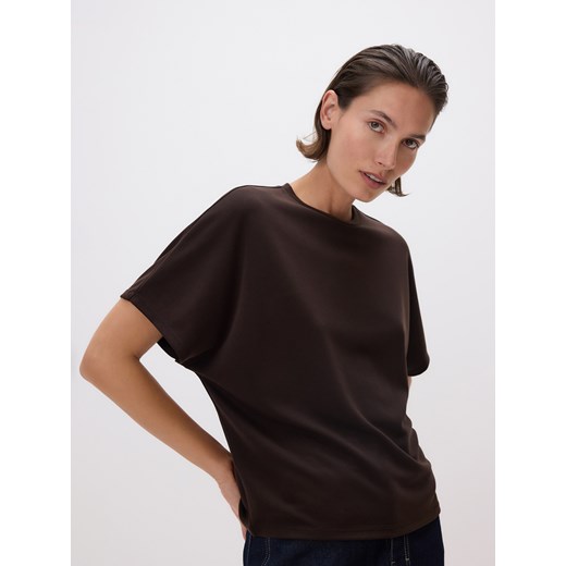 Reserved - T-shirt oversize z modalem - ciemnobrązowy ze sklepu Reserved w kategorii Bluzki damskie - zdjęcie 186634806
