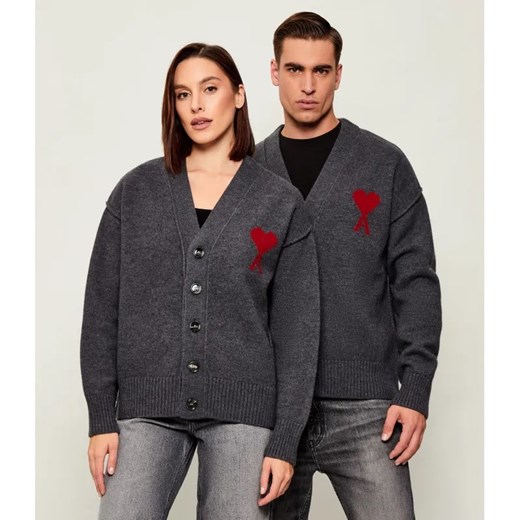 AMI Paris Wełniany kardigan | Regular Fit ze sklepu Gomez Fashion Store w kategorii Swetry damskie - zdjęcie 186635685