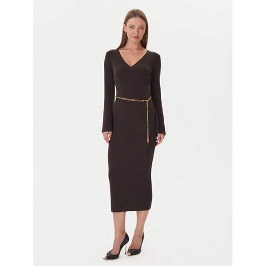 MICHAEL Michael Kors Sukienka dzianinowa MF5835G4VR Brązowy Slim Fit ze sklepu MODIVO w kategorii Sukienki - zdjęcie 186636695