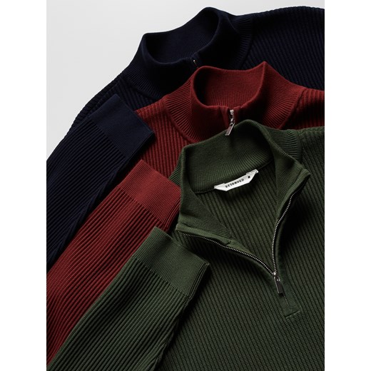 Reserved - Sweter z rozpinaną stójką - ciemnozielony Reserved XXL Reserved