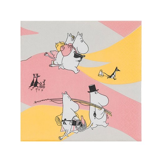 Moomin Serwetki (20 szt.) &quot;Family Time&quot; w kolorze jasnoróżowo-żółto-szarym ze sklepu Limango Polska w kategorii Akcesoria kuchenne - zdjęcie 186638849