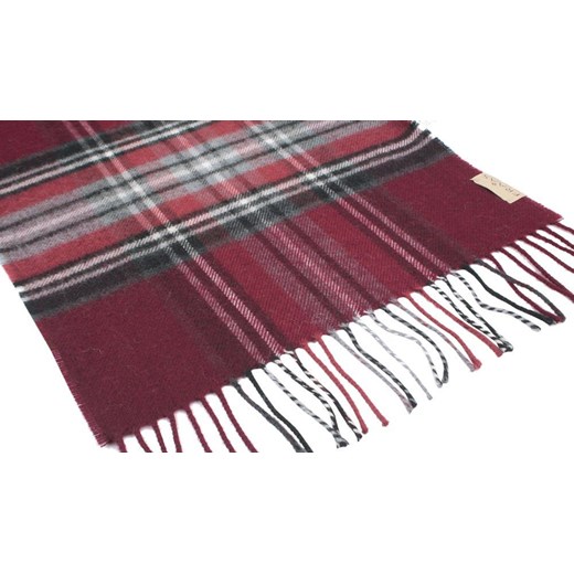 Wełniany Szalik Męski - V. Fraas - Kratka, Jasne Bordo SZAWLN1373 V. Fraas JegoSzafa.pl