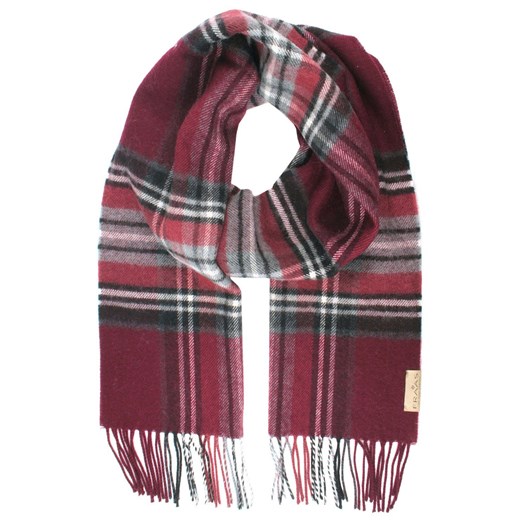 Wełniany Szalik Męski - V. Fraas - Kratka, Jasne Bordo SZAWLN1373 ze sklepu JegoSzafa.pl w kategorii Szaliki męskie - zdjęcie 186640469