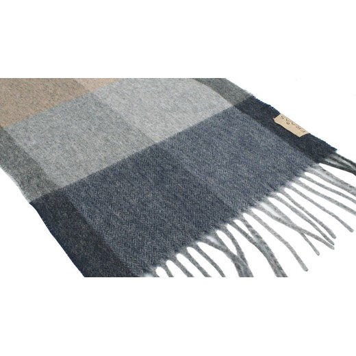 Wełniany Szalik Męski z Jedwabiem - V. Fraas - Duża Krata, Stonowane Kolory V. Fraas JegoSzafa.pl