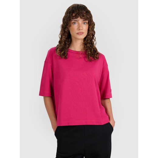 Damski t-shirt oversize 4F 4FWAW25TTSHF2350 - różowy ze sklepu Sportstylestory.com w kategorii Bluzki damskie - zdjęcie 186640997