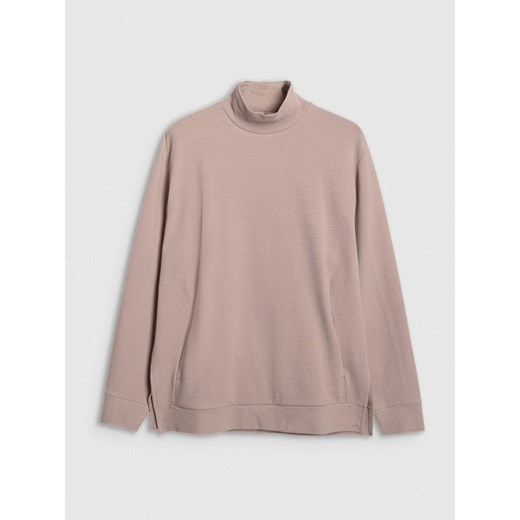 Damska bluza do jogi i pilatesu 4F 4FWAW25TFSWF589 - beżowa ze sklepu Sportstylestory.com w kategorii Bluzy damskie - zdjęcie 186641008