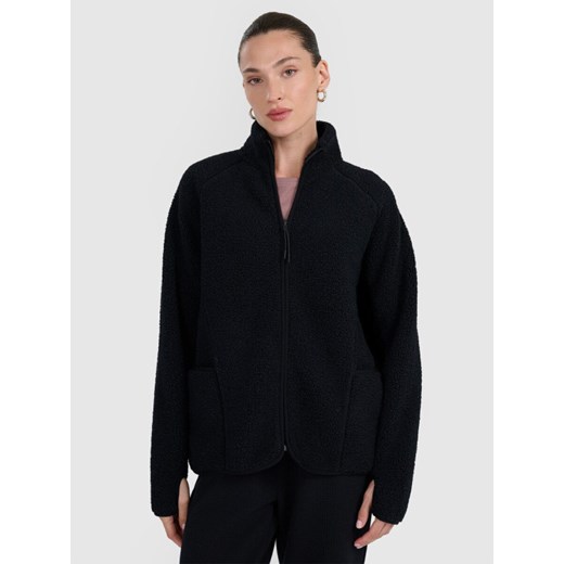 Damski polar szerpa rozpinany bez kaptura 4F 4FWAW25TFLEF328 - czarny ze sklepu Sportstylestory.com w kategorii Bluzy damskie - zdjęcie 186641045