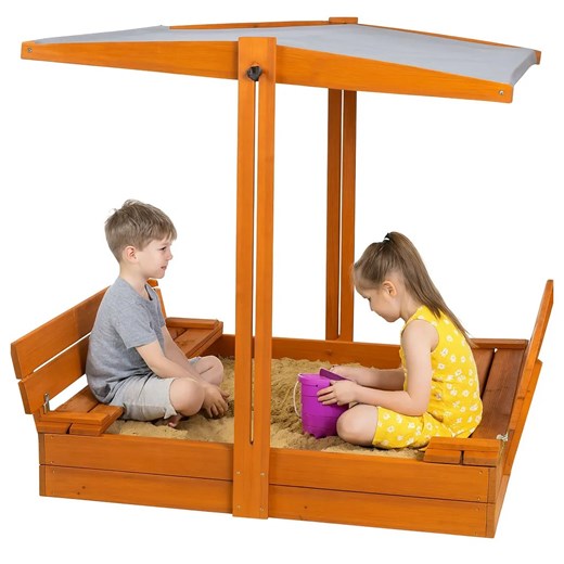 Piaskownica zamykana z daszkiem regulowanym w kolorze szarym M8-N41 ze sklepu Edinos.pl w kategorii Pozostałe wyposażenie ogrodowe - zdjęcie 186641219