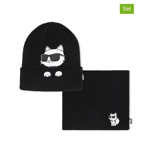 Karl Lagerfeld Kids 2-częściowy zestaw w kolorze czarnym ze sklepu Limango Polska w kategorii Czapki dziecięce - zdjęcie 186641348