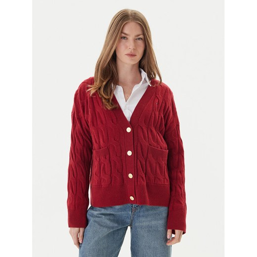 Tommy Hilfiger Kardigan WW0WW43089 Czerwony Regular Fit ze sklepu MODIVO w kategorii Swetry damskie - zdjęcie 186642248