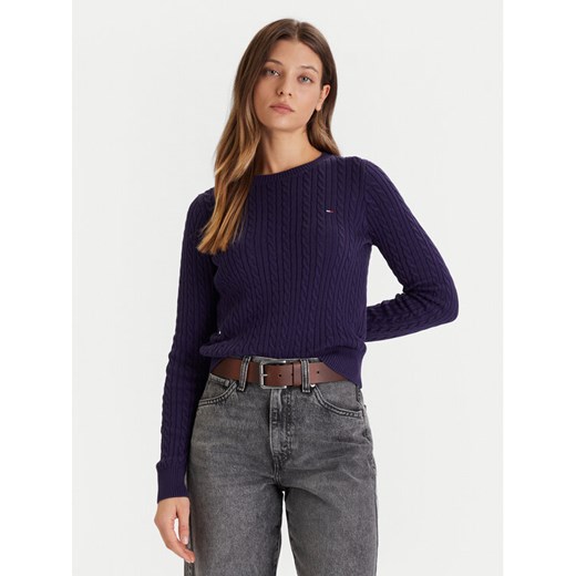 Tommy Jeans Sweter Cable Essential DW0DW22165 Fioletowy Regular Fit ze sklepu MODIVO w kategorii Swetry damskie - zdjęcie 186642249