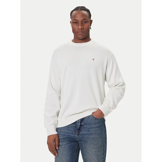 Calvin Klein Jeans Sweter LV04RC309G Écru Regular Fit ze sklepu MODIVO w kategorii Swetry męskie - zdjęcie 186642258