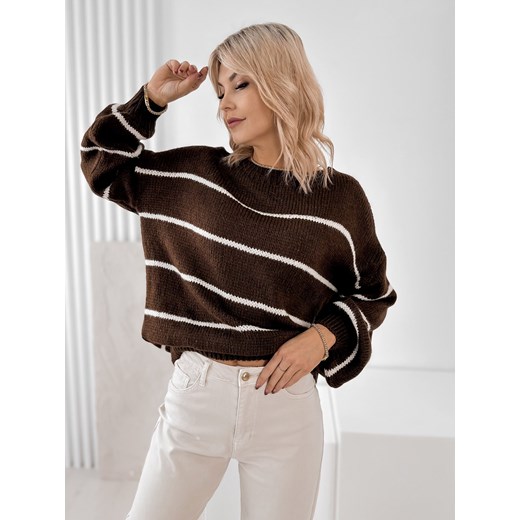 sweter ashbury brązowy one size ze sklepu UBRA w kategorii Swetry damskie - zdjęcie 186643087