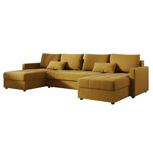 Musztardowy narożnik rozkładany w kształcie U D9-B79 - id: 53430 - marki Elior - 186643665 Musztardowy narożnik rozkładany w kształcie U D9-B79 ze sklepu Edinos.pl w kategorii Narożniki - zdjęcie 186643665