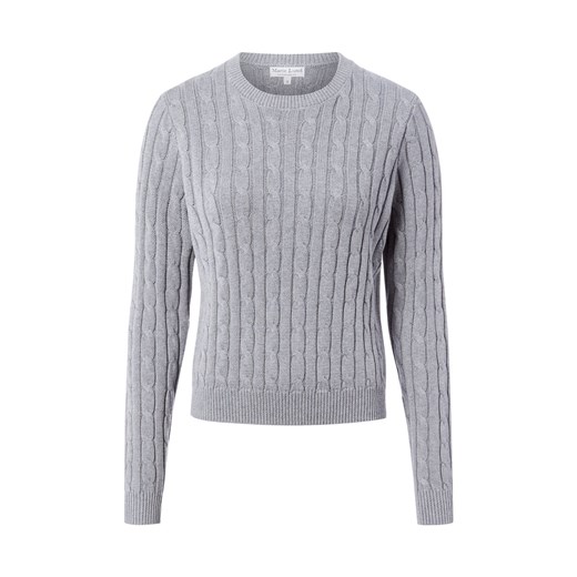 Marie Lund Damski sweter bawełniany Kobiety Bawełna szary marmurkowy ze sklepu vangraaf w kategorii Swetry damskie - zdjęcie 186645049