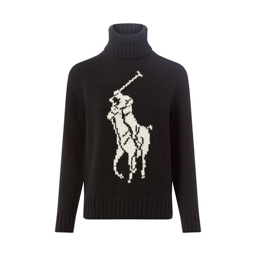 Polo Ralph Lauren Damski wełniany sweter z golfem Kobiety Wełna czarny wzorzysty ze sklepu vangraaf w kategorii Swetry damskie - zdjęcie 186645055