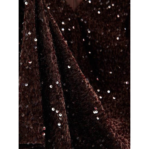 Reserved - Cekinowa sukienka mini - brązowy Reserved S Reserved