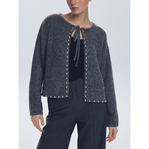 Reserved - Kardigan z ozdobnymi brzegami - ciemnoszary Reserved XL Reserved
