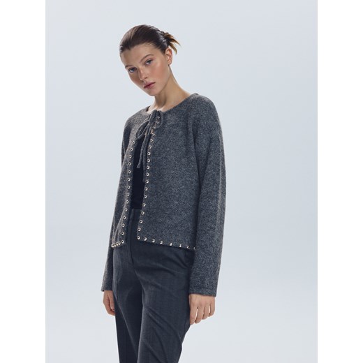 Reserved - Kardigan z ozdobnymi brzegami - ciemnoszary Reserved XL Reserved