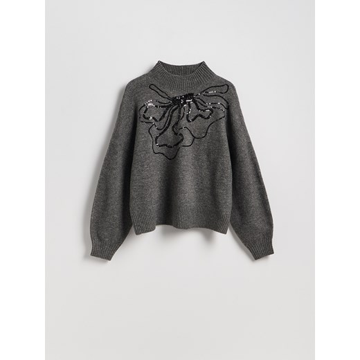 Reserved - Sweter z cekinowym wzorem - szary ze sklepu Reserved w kategorii Swetry damskie - zdjęcie 186645556