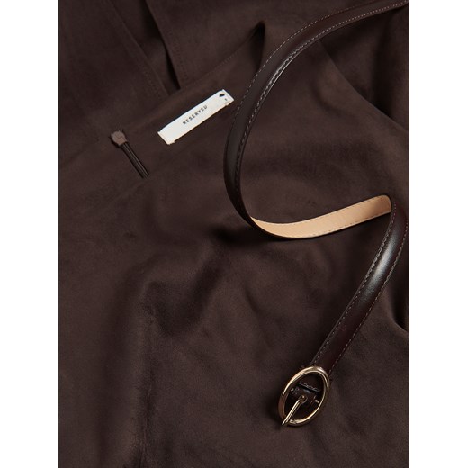 Reserved - Sukienka maxi z paskiem - ciemnobrązowy Reserved S Reserved