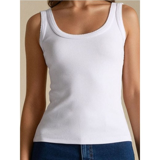 Sinsay - Bawełniany top - biały ze sklepu Sinsay w kategorii Bluzki damskie - zdjęcie 186645997