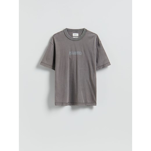 Reserved - T-shirt boxy z nadrukiem - ciemnoszary ze sklepu Reserved w kategorii T-shirty męskie - zdjęcie 186646387