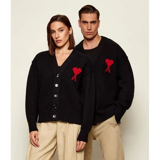 AMI Paris Wełniany kardigan | Regular Fit ze sklepu Gomez Fashion Store w kategorii Swetry damskie - zdjęcie 186647049