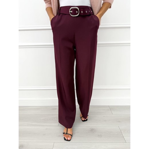 Burgundowe Eleganckie Spodnie ze sklepu ModnaKiecka.pl w kategorii Spodnie damskie - zdjęcie 186648198