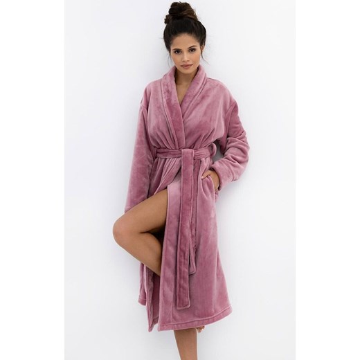 Sensis długi szlafrok damski wrzosowy Chana, Kolor wrzosowy, Rozmiar S, SENSIS Sensis M Intymna
