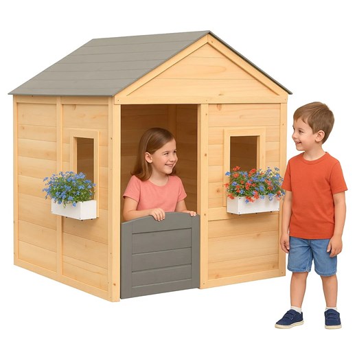 Ogrodowy domek dla dzieci z drzwiczkami i doniczkami Z8-A51 ze sklepu Edinos.pl w kategorii Meble ogrodowe - zdjęcie 186649697