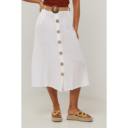 Le Monde du Lin Spódnica w kolorze białym - id: 17130299 - marki Le Monde Du Lin - 186651225 Le Monde du Lin Spódnica w kolorze białym ze sklepu Limango Polska w kategorii Spódnice - zdjęcie 186651225