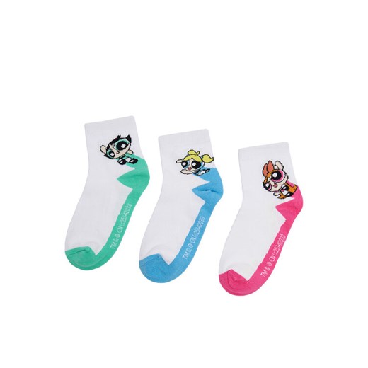 Skarpety krótkie Powerpuff Girls CEO-ACCCS-AW25-314WBPPG(3-PACK) Biały ze sklepu eobuwie.pl w kategorii Skarpetki dziecięce - zdjęcie 186652575