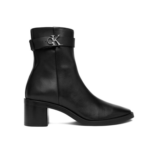 Botki Calvin Klein Block Heel Boot W/ Metal Logo HW0HW02591 Czarny ze sklepu eobuwie.pl w kategorii Kozaki damskie - zdjęcie 186652649