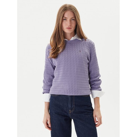 Tommy Hilfiger Sweter Fine WW0WW44993 Fioletowy Regular Fit ze sklepu MODIVO w kategorii Swetry damskie - zdjęcie 186655215