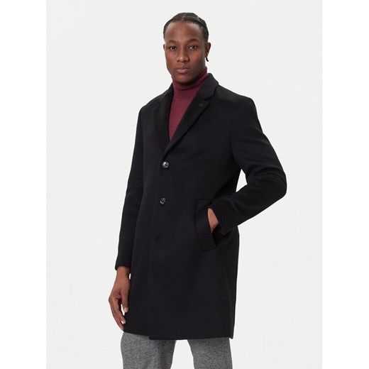 Tommy Hilfiger Płaszcz wełniany MW0MW40768 Czarny Regular Fit ze sklepu MODIVO w kategorii Płaszcze męskie - zdjęcie 186655359