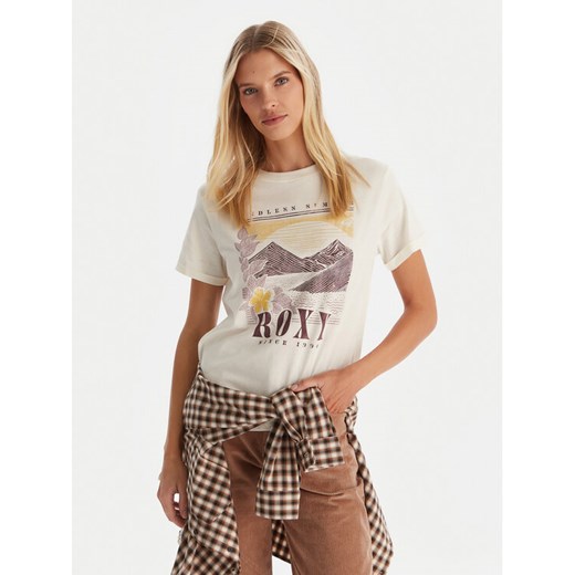 Roxy T-Shirt Oceanregular Poster ERJZT06017 Écru Regular Fit ze sklepu MODIVO w kategorii Bluzki damskie - zdjęcie 186655689