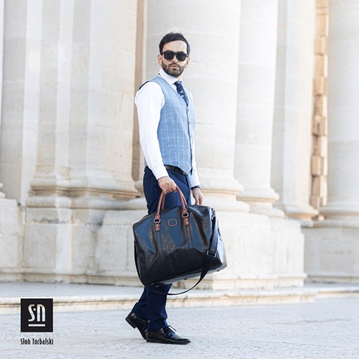 Czarna skórzana torba podróżna LEO ze sklepu Słoń Torbalski w kategorii Torby podróżne - zdjęcie 186658818