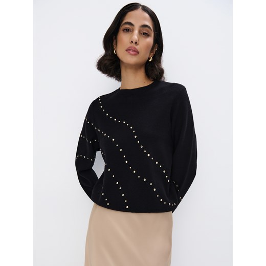 Mohito - Czarny sweter z ozdobnymi elementami - czarny ze sklepu Mohito w kategorii Swetry damskie - zdjęcie 186659177